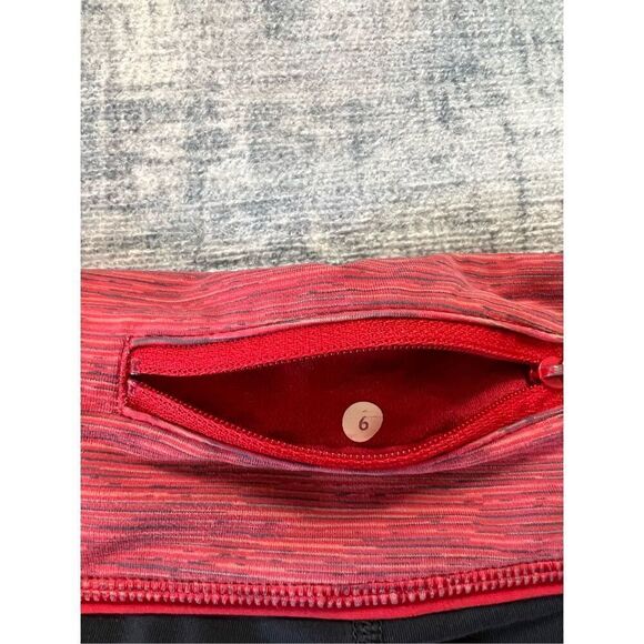 Lululemon Run: For Your Life Crop Deep Coal Gray Wee Are From Space Red Coral 6 - Picture 4 of 5